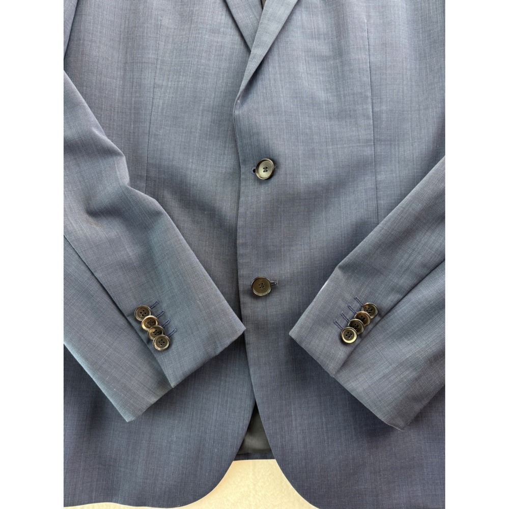 HUGO BOSS Mens Blue Wool Blend Sport Coat Blazer Jacket Size 44R Two Button - Picture 3 of 16